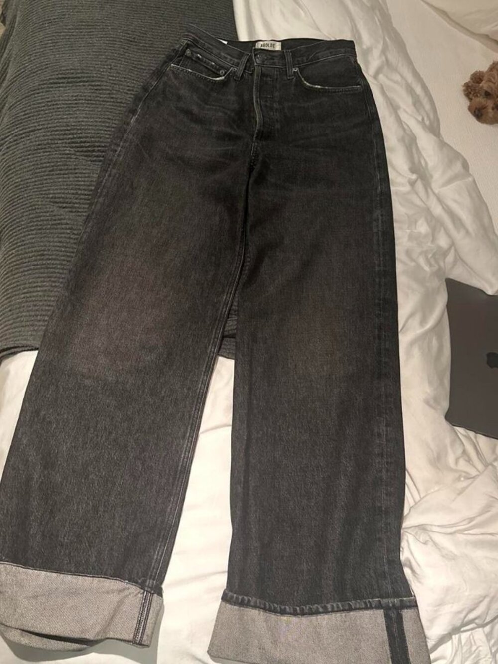 AGOLDE Black Denim Cuffed Jeans Size 26